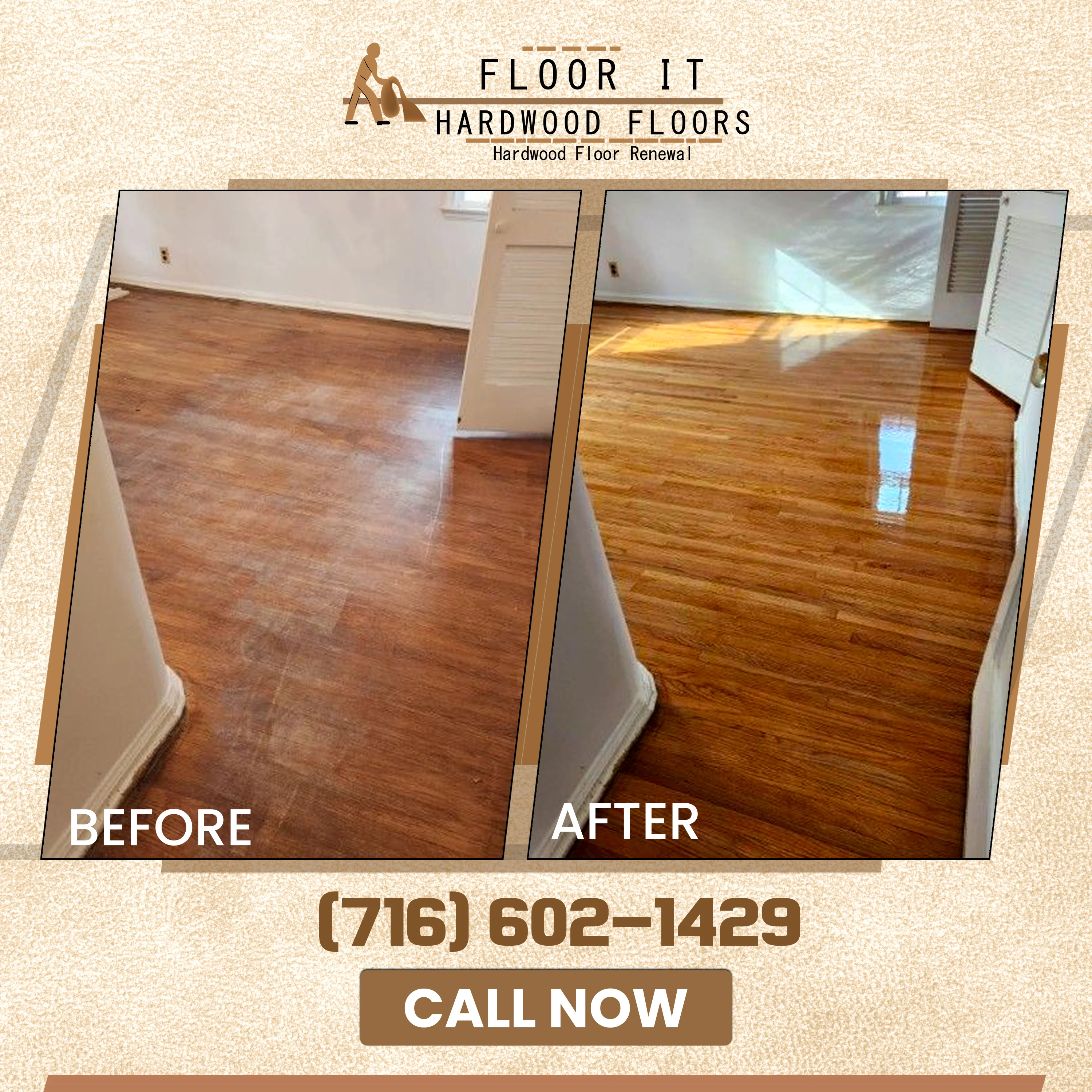 Beautifully refinished hardwood floor restored to original beauty