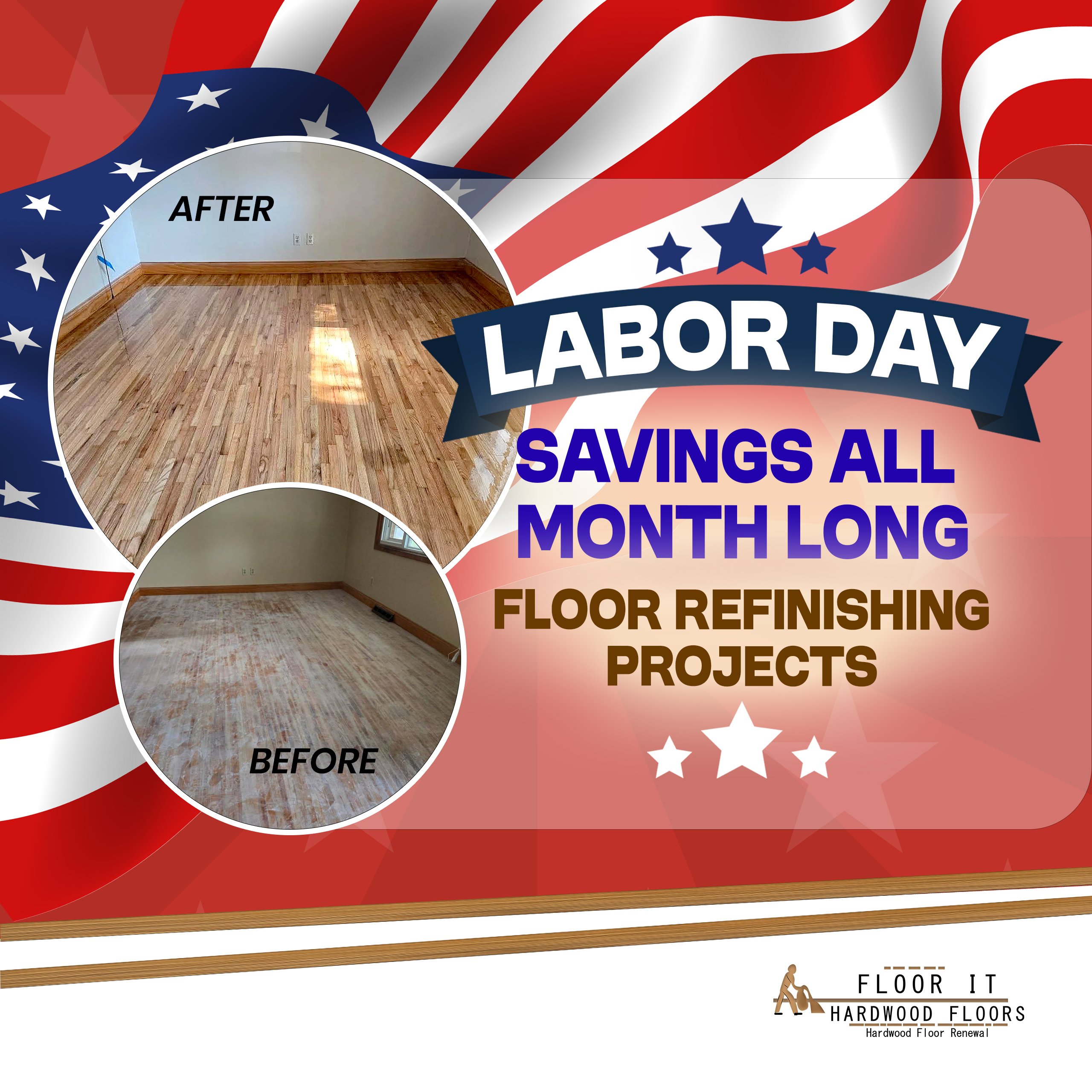 Labor Day Savings All Month Long -- Floor Refinishing Projects